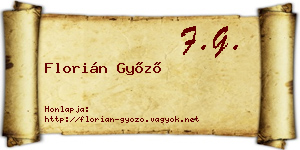 Florián Győző névjegykártya